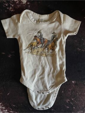 Colored Organics Cream Cowboy & Horse Graphic One-Piece Bodysuit